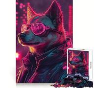 Neon City Dog Jigsaw Puzzles for Adults 1000 Mind Exercise Toy Relax Time Design Assembly (38x52cm)