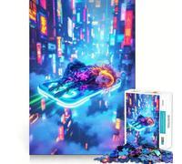 Neon City Flyer 1000 Piece Jigsaw Puzzles for Adults Jigsaw Fine Logic Toy Quiet Fun Neat Edge Memorable Gift (38x52cm)