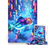 Neon City Flyer 1000 Piece Jigsaw Puzzles for Adults Teenagers Brain Play Peaceful Fun Sharp Edge Memorable Gift (38x26cm)