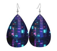 (Neon City) Lightweight Leather Earrings For Women Elegant Dangle Drop Earrings For Casual Party Everyday Wear