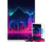 Neon City Mountains 1000 Piece Jigsaws for Adults Puzzle Focus Brain Toy Quiet Fun Tight Edge Santa Wish Item (50x75cm)