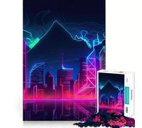 Neon City Mountains Jigsaw Puzzles for Teenagers 1000 Pieces Strong Logic Toy Shared Fun Clear Edge Lovely Present (38x52cm)