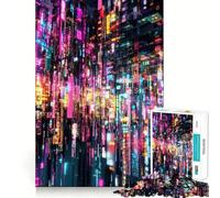 Neon Cityscape 1000 Pieces Jigsaws Adults Puzzles Gifts Mind Game Toy Bonding Time Neat Cut Bday Surprise (50x75cm)