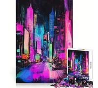 Neon Cityscape Crayon Scratch Art Jigsaw Puzzles for Adults 1000 Pieces Mind Skill Toy Slow Enjoy Design Assembly Lovely Gift (50x75cm)