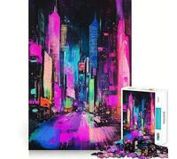 Neon Cityscape Crayon Scratch Art Jigsaw Puzzles for Adults 1000 Pieces Mind Skill Toy Slow Enjoy Design Assembly Lovely Gift (50x75cm)