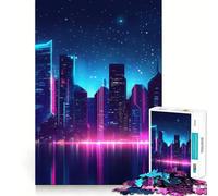 Neon Cityscape for Adults 1000 Piece Jigsaw Puzzle Thought Toy Anxiety Relief Precise Edge Thoughtful Gift (50x75cm)