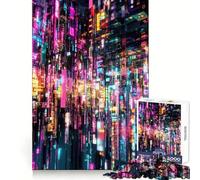 Neon Cityscape Hard Jigsaw Puzzle for Adults 1000 Pieces Strong Logic Toy Bonding Time Clear Edge (38x52cm)