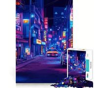 Neon Cityscape Jigsaw Puzzles for Teenagers 1000 Piece Mental Toy Leisure Fun Premium Cut Thoughtful Gift (38x26cm)