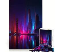 Neon Cityscape Reflection 1000 Pieces Jigsaws Adults Puzzles Gifts Mind Game Toy Bonding Time Neat Cut Bday Surprise (38x52cm)