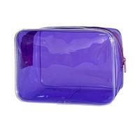 Neon Clear Pouch Small, Clear Makeup Bag, 7"x2.3"x4.7" Size TSA Approved Toiletry Bag, Clear Travel Bags for Toiletries, Clear Cosmetic Bag for Women and Men Small, purple, Solid Color and Neon Color