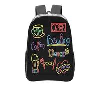 Neon Coffee Food Beer Bowing Dance Sign Clear Backpack See Through Rucksack PVC Transparent Backpacks 16 Inch Travel Back Pack Outdoor Sport Bag Casual Bags for Work Camping
