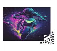 Neon Color Art Style Jigsaw Puzzles Fast-moving Electric Motorcycle Challenge Toy Educational Games Home Decoration for Adults& Teenager Age 14 Years Up 1000pcs (75x50cm)