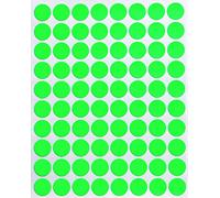 Neon Color Coding Labels 13mm Round - Dot Stickers -Half Inch Rounds Fluorescent Green Sticker -1200 Pack