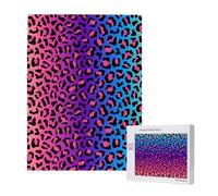 Neon Color Gradient Leopard Print,500 Pieces Wooden Jigsaw Family Game Jigsaw Puzzles for Adults Teens
