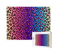 Neon Color Gradient Leopard Print,500 Pieces Wooden Jigsaw Family Game Jigsaw Puzzles for Adults Teens Home Decor