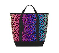 Neon Color Gradient Leopard Print,Lunch Bags Large Capacity Insulated Tote Bag For Women Men Work Picnic Travel