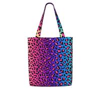 Neon Color Gradient Leopard Print,Reusable Grocery Bags Shopping Tote Bags Large Capacity Canvas Shoulder bag