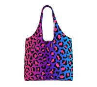 Neon Color Gradient Leopard Print,Reusable Tote Bags Grocery Bags Large Capacity Canvas Shopping Shoulder bag