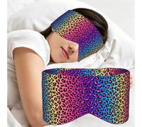 Neon Color Gradient Leopard Print, Sleep Mask for Home Travel, Full Eye Covers Light Blocking Eye Mask Sleep Eye and Ear Muffs