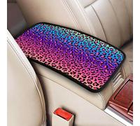 Neon Color Gradient Leopard Print, Vehicle Center Console Armrest Cover Pad Soft Comfort Car Handrail Box Cushion Universal