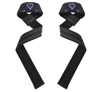 Neon Colored Hearts Lifting Wrist Straps 26" Neoprene Padded Heavy Duty Wrist Workout Straps for Workout, Gym, Powerlifting, Bodybuilding