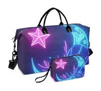 Neon Colored Stars Moons and Skeletons Luggage Travel Bag Carry On Tote Bag Gym Sports Carry with Adjustable Strap for Yoga Multifunctional bolsos para