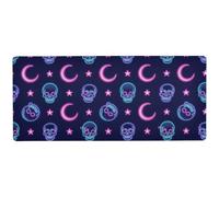 Neon Colored Stars Moons and Skeletons Thin Mouse Pads for Rest Thin Large Mouse mat Gaming 31.5 x 11.8in