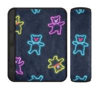 Neon Colorful Cartoon Cute Dancing Bear 2 pcs Shoulder Pads for car seat Straps, Stop seat Belt Cutting into Neck, Seatbelt Cover for Adults for Sedan Sedan Backpack 10x7.7 in