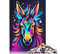 Neon Colorful Donkey 1000 Piece Puzzles For Adults Creative Rectangular Puzzle Paper Puzzle Puzzle Jigsaw Gift for Friends Family 38x26cm/1000pcs