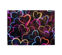 Neon Colorful Line Heart Pattern,500 Pieces Puzzles for Adults-Wooden Jigsaw Puzzle for Adults Elderly
