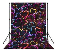 Neon Colorful Line Heart Pattern, Photography Backdrop Photo Props 5x7FT Photo Background for Party Home Decoration