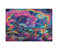 Neon Colors Trees 300 Piece Jigsaw Puzzle for Adults Rainy Day Activity Mindful Relaxation Precision Cut Pieces Unique Gift Wall Art Decor 300 PCS