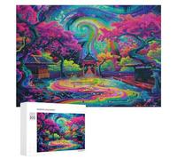 Neon Colors Trees 300 Piece Jigsaw Puzzles Adults KidsJigsaws Weekend Chill-Out Activity Challenging Colourful Puzzle Friends 300 PCS