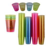 Neon Coloured Plastic Shot Glasses - 92 Pack, Durable & Reusable Party Cups, Ideal for Vodka Shots, Halloween, Camping, Hen Parties, and Cocktails - Vibrant Neon Colors, Food-Grade PS (92)