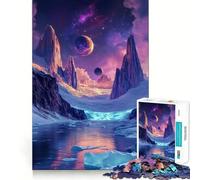 Neon Cosmic Glacier Planet Landscape Jigsaw Puzzles for Adults 1000 Mind Exercise Toy Relax Time Design Assembly (50x75cm)