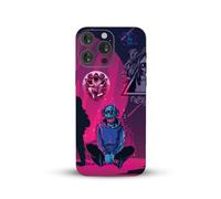 Neon Cosmic Skull Vinyl Phone Skin Sticker Decal Wrap for iPhone 15 Pro | Suitable for Apple Smartphones, Synthwave Cyberpunk Style, Retro Sci-Fi Galaxy Look, Anti-Scratch Back Cover, Stocking Filler