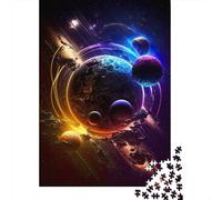 Neon Cosmic Voyage 1000-Piece Puzzle for Adults, 52x38cm/1000pcs; for A Quiet Evening Project at Home; White Pieces for Organised Sorting