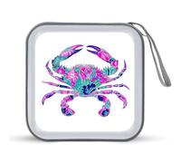 Neon Crab with Purple Outlines CD Case DVD Storage Case Portable