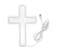 Neon Cross Light Decor Lamp, Glowing Christian Wall Display for Prayer Corner Bedroom Living Space, Illuminated Faith Symbol Decoration for Home Apartment Office Entryway Use, Warm Spiritual Accent Li