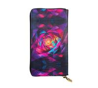 Neon Cube Combination Printed leather wallet, 7.5 x 4.1-inch long credit card holder, portable travel cash wallet