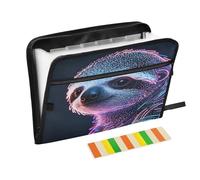 Neon Cute Sloth 13 Pocket Expanding File Folder with Labels A4 Document Organizer with Zipper