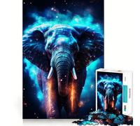 Neon Cyan Elephant Nebulae 1000 Piece Jigsaw Puzzle for Teenagers Wise Think Toy Easy Leisure Tight Cut Amazing Present (38x26cm)