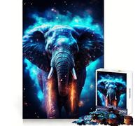 Neon Cyan Elephant Nebulae Adult Jigsaw Puzzles 1000 Pieces Mind Exercise Toy Calming Play Design Assembly Amazing Present (50x75cm)