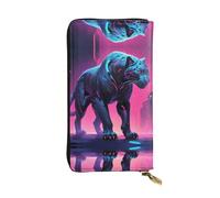Neon Cyber Panther Zipper leather wallet, 7.5 * 4.1 inch long clutch bag, multiple compartments and large capacity, a good gift for friends