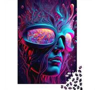Neon Cyber Portrait 1000 Pieces Sturdy Cardboard Diy Jigsaw Puzzle Adult Jigsaws Educational Challenge Gifts Gift Idea 38x26cm/1000pcs