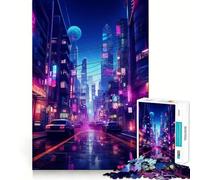 Neon Cyberpunk City Jigsaw for Teenagers 1000 Pieces Memory Boost Relaxing Fun Pattern Assembly (50x75cm)