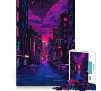 Neon Cyberpunk City Jigsaw Puzzles for Adults 1000 Pieces Mind Skill Toy Slow Enjoy Design Assembly Lovely Gift (38x52cm)