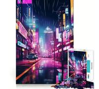 Neon Cyberpunk City Jigsaw Puzzles for Adults1000 Pieces Intellect Toy Calming Play Quality Cut Wall Art Decor (38x52cm)