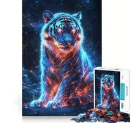 Neon Cyberpunk Tiger 1000 Piece Jigsaw Puzzle for Adults Logic Toy Relaxing Fun Design Assembly Santa Wish Gift (38x52cm)