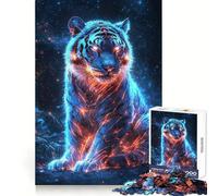 Neon Cyberpunk Tiger 1000 Piece Jigsaw Puzzle for Adults Logic Toy Relaxing Fun Design Assembly Santa Wish Gift (38x52cm)